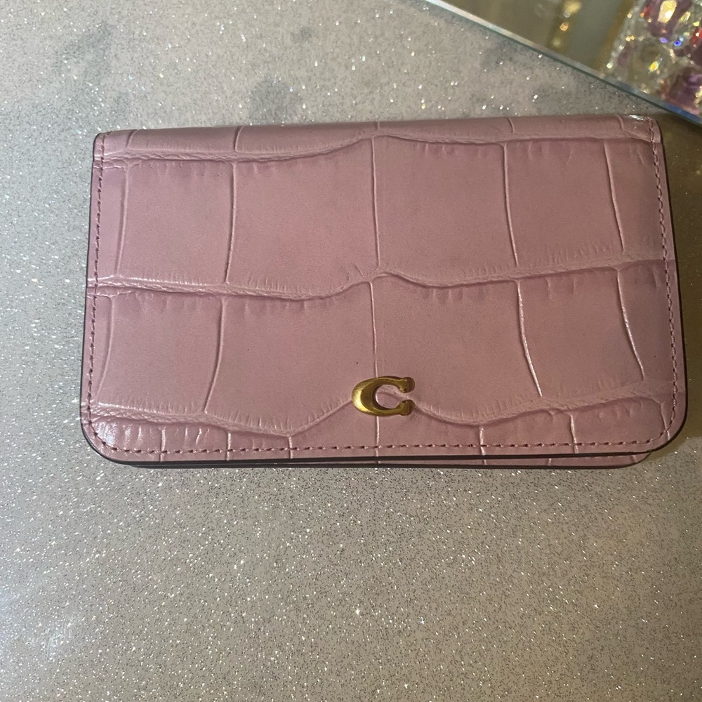 Croc-Embossed Slim Card Case In Ice Violet